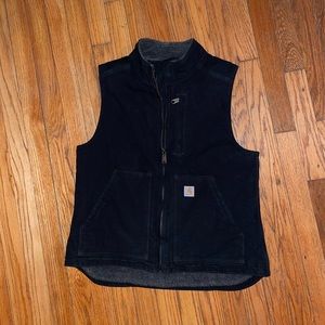 Womens Carhartt Relaxed Fit Washed Duck Sherpa Vest, Black Medium